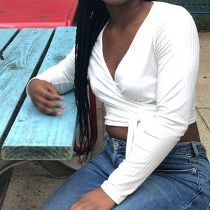 White surplice tie top